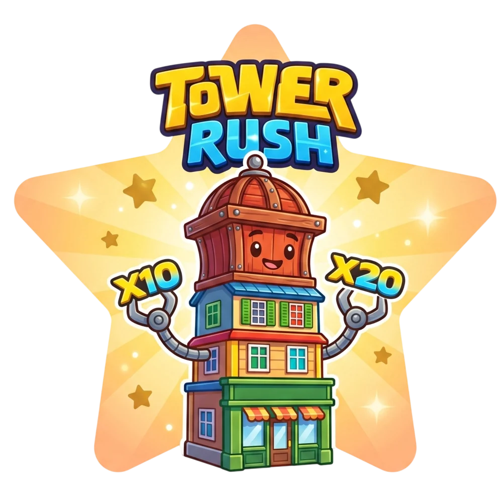 Tower Rush Pakistan — cartoon stacked tower on a star background
